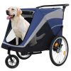 2-in-1 Bike Trailer & Push Cart for Pets - Detachable Bike Hitch & Push Handle Included - Quick Release Wheel, Internal Leash
