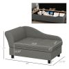 Elevated Dog Sofa Pet Bed with Storage Soft Cushion for Small Medium Dogs Gray
