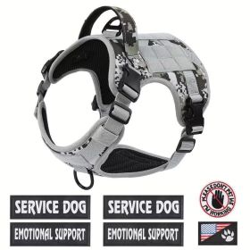 Tactical Pet Chest Service Dog Harness Vest Adjustable Reflective Dog Harness Metal Buckle Hiking Training (Option: Gray Camouflage-M)
